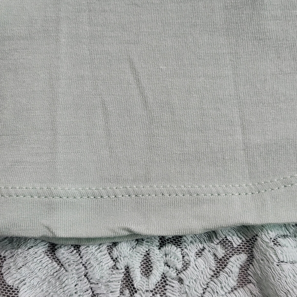 Free People Lace Overlay Mini Slip Dress Size 6 V Neck Green Empire Waist - Picture 9 of 11